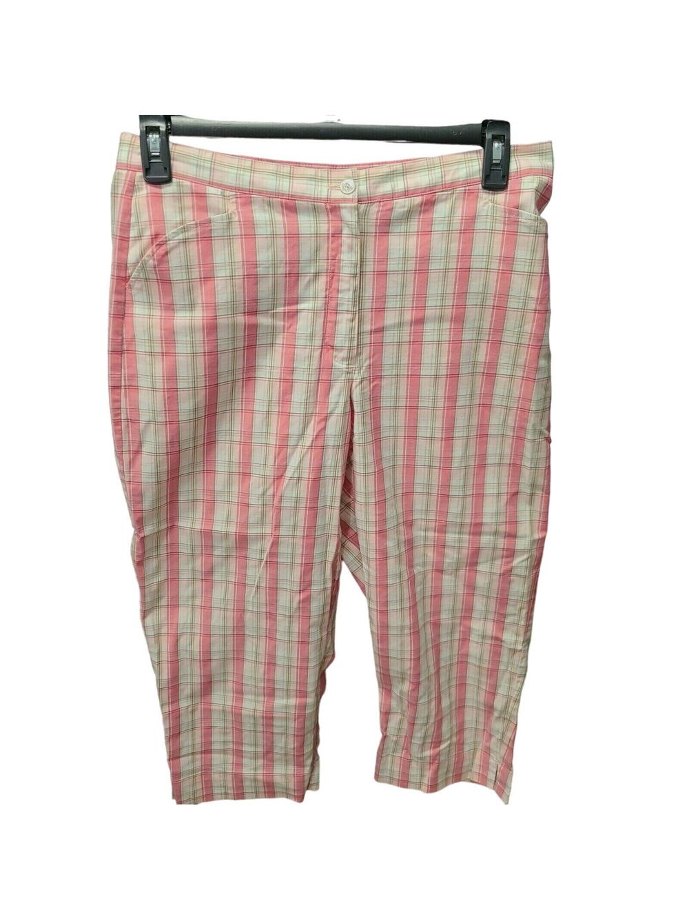 Lizgolf Womens Capri Pants Multi-Color Size 12 Cotton Blend Button And Zip Close